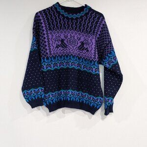 Dale of Norway Pure Wool Sweater Purple Navy Teal Size Small